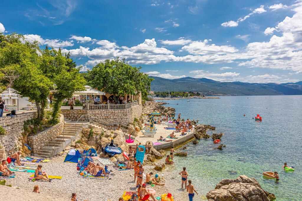 Beach in Novi Vinodolski next to Rocky Beach Rooms